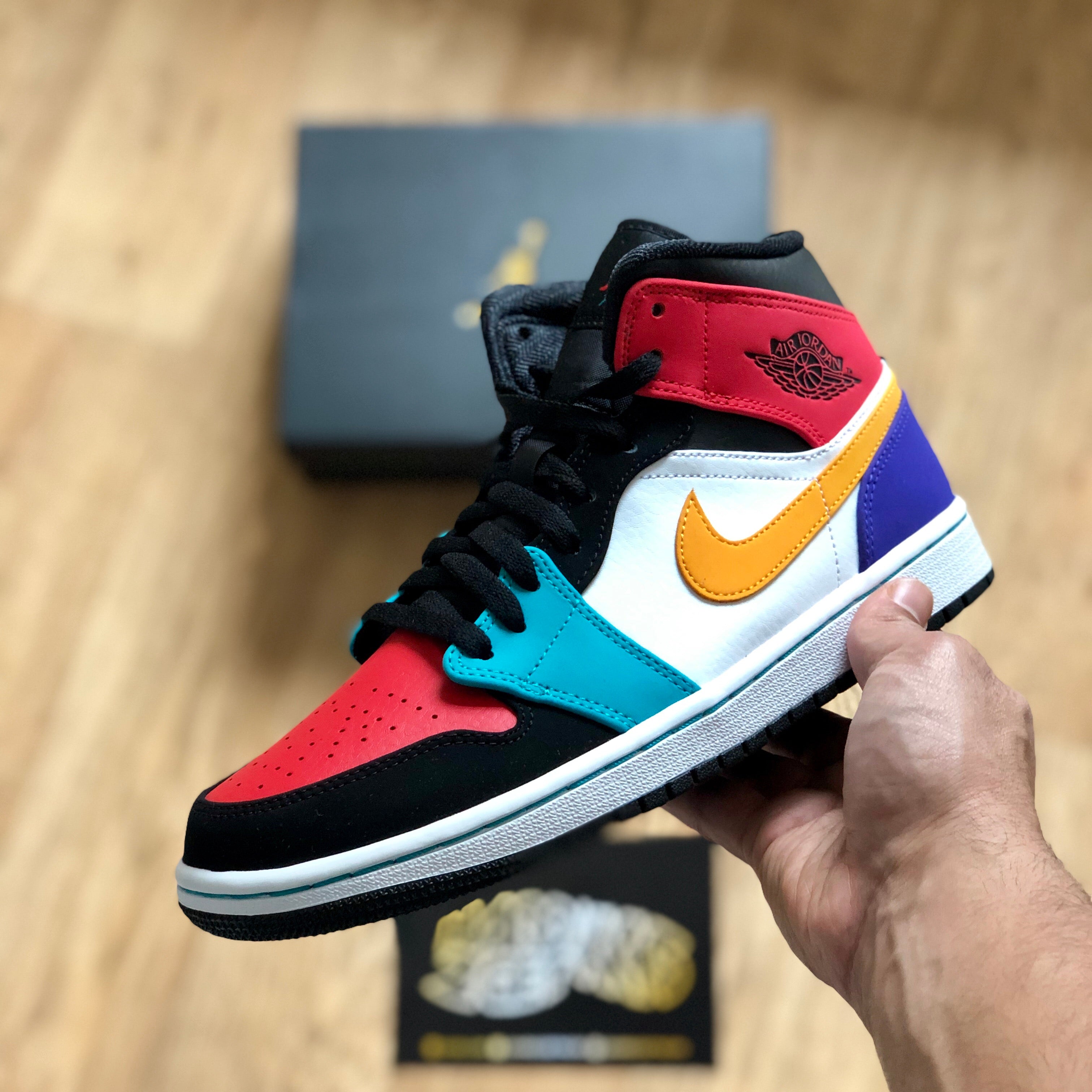 Mid bred multi color jordan 1 deals